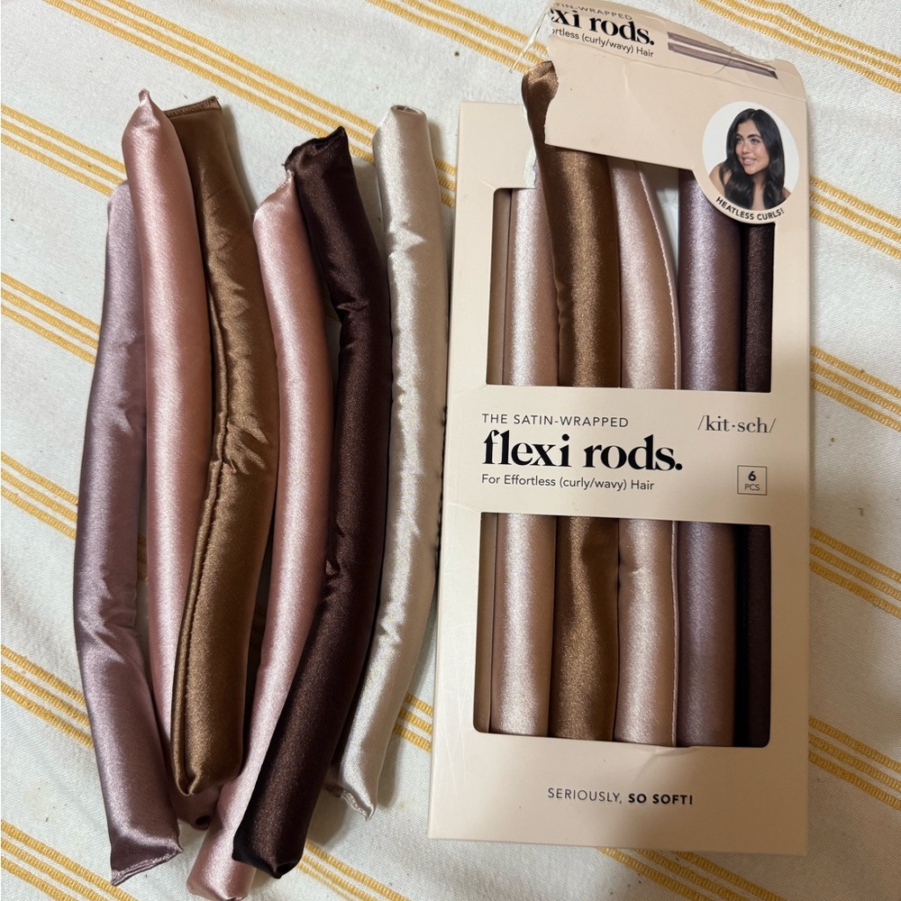 Kitsch Satin Flexi Rods - Pink, Brown, White 12 pc, 10” length